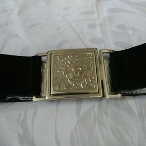 Anne Klein Silver & Black Leather Belt